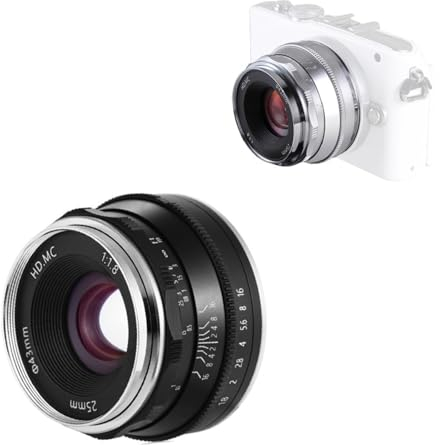 25 mm F1.8 Festbrennweiten-Objektiv Manueller Fokus MF, for Panasonic for Olympus MFT M4/3 Mount GH4 GM1 GX8 G7 G9 E-PL EM Pen-F for Mark Kamera (Color : M4/3, Size : Black)