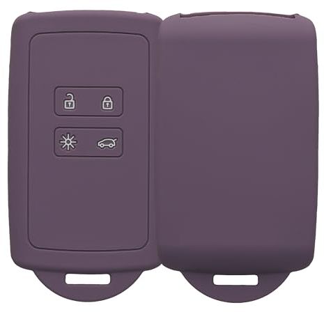 kwmobile Accessoire clé de Voiture Compatible avec Renault Smart Key 4-Bouton (Keyless Go Uniquement) - Coque en Silicone Souple avec Embout Porte-Clé - Iris pâle