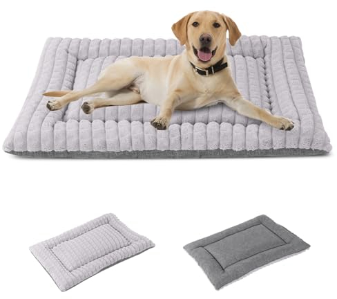 IEUUMLER Hundebett Waschbare Hundematte, Flauschige Weiche und Warme Hundedecke für Unterwegs, Katzenkissen für Große und Kleine Hunde oder Katzen FC014 (Grau, L(91*58cm))
