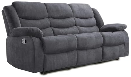 Madrid Fabric Recliner Sofa with Cupholders - 3+2 Seater Sofa Grey (3 seater)