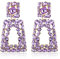 EVER FAITH Orecchini a clip rettangolari da donna con strass scintillanti geometrici, orecchini a su blu, Cristallo