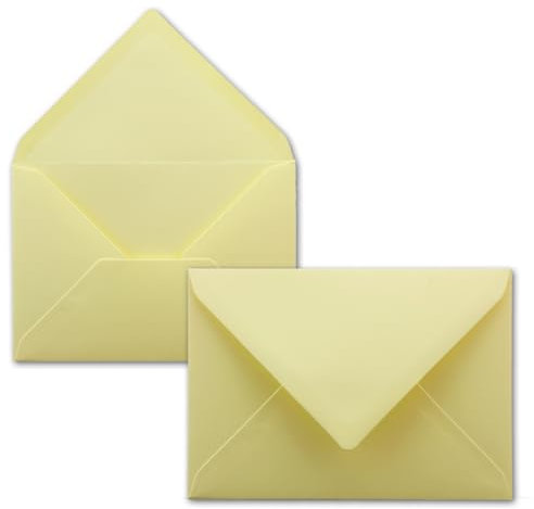75x Briefumschläge B6-17,5 x 12,5 cm - Pastellgelb - Nassklebung mit spitzer Klappe - 120 g/m² - Für Hochzeit, Gruß-Karten, Einladungen