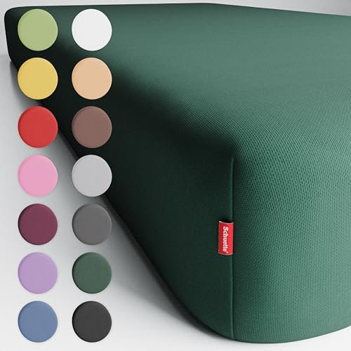 Schuette® Topper Spannbettlaken • 90x200 cm • Wow! Kollektion: Miss Emerald (Dunkelgrün) • 100% Superfluff Baumwolle, Blickdicht, Faltenfrei • mit Rundumgummi • Matratzenhöhe bis 15 cm