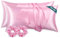 RUIKASI Satin Kissenbezug 40 x 80 wie EIN Seidenkissenbezug mit 2 Haargummis - seidig Kopfkissenbezug 40x80 für Haar und Haut, Pflegeleichter als Seiden Kissenbezug Silk Pillow Case, Rosa