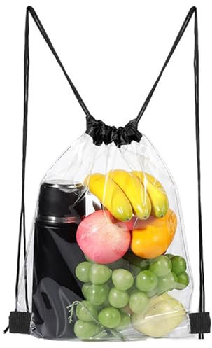 flintronic Transparent Kordelzugbeutel, Clear Bag, Durchsichtiger Rucksack, Sport Rucksack mit Kordelzug, Transparenter Turnbeutel, für Gym Schulrucksack Strandschwimmen Travel