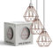 LEDSONE 3-Pack Modern Geometric Diamond Pendant Lampshades - Metal Wire Cage, Rose Gold, 14.5x20cm, Ideal for Living Room, Kitchen, Restaurant, Office