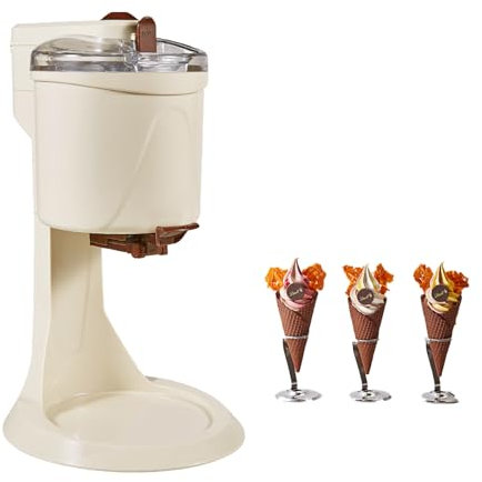 Kindevieft Macchina per Gelato Soft Mini Frutta Automatica per Gelato Soft Serve, Cono Gelato, 1l, Macchina per Gelato per Uso Domestico, 220 V