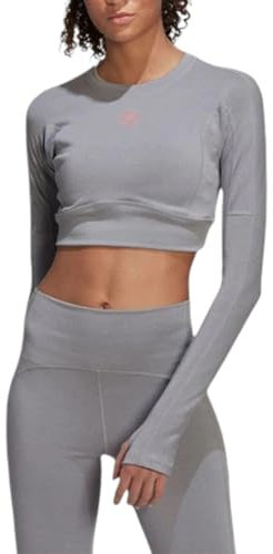 adidas Stella McCartney TrueStrength Cropped-Langarmshirt (UK, Alpha, S, Regular, Regular, Light Onix), Light Onix, S