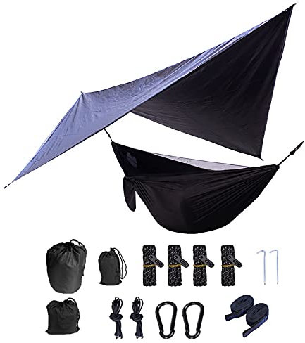 Hamac de camping en plein air avec moustiquaire, sangles d'arbre, léger et durable, pour randonnée, voyage, portable et facile à transporter