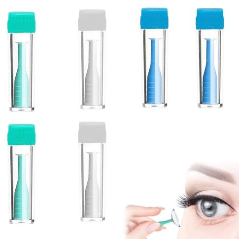 6 Stück kontaktlinsen einsetzhilfe,kontaktlinsen entferner,kontaktlinsen sauger,Einfacher Silikon-Kontaktlinsen-Saugnapf,kontaktlinsen entferner weiche linsen Für Weiche Harte Linsen（Weiß,Grün,Nlau）