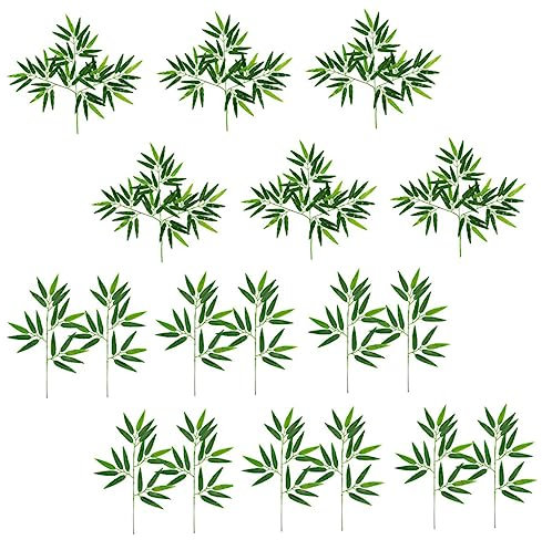 Ciieeo 3 Sätze Rohrleitungen Dekorative Bambusblätter Künstliche Blätter Miniatur Dekoration Künstliche Künstliche Pflanze Mini Pflanzen Mini Vase Trockenpflanze Mini 20 Stück * 3