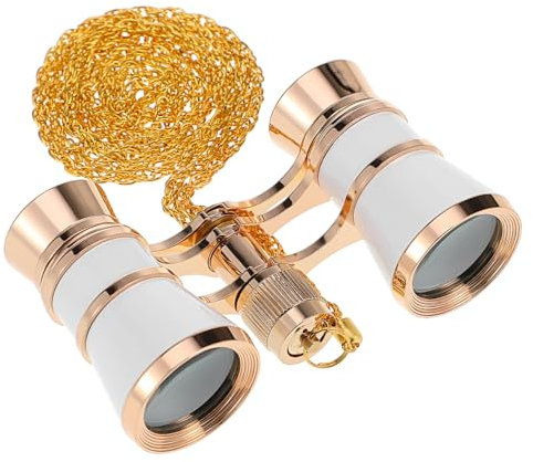 1 Set weiße Aufbewahrungstasche aus Baumwolle, Brillen-Organizer-Tasche, Sightseeing-Fernglas, Theaterbrille, faltbares Fernglas, Vintage, nautisches Fernglas, Theater-Teleskop, Opernglas, Metall