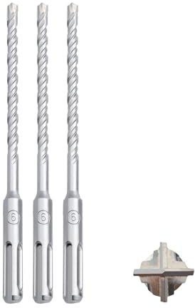 MOXPIFY Broca SDS Plus de 3 piezas, 6 x 160 mm, broca para hormigón con 4 cortes de metal duro y doble hélice para hormigón y mampostería