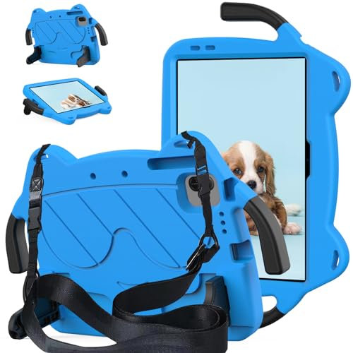 A-BEAUTY Funda Niños Compatible con Honor Pad X8a 11 Pulgadas 2024, Carcasa Protectora de EVA a Prueba de Golpes con Soporte, Correa para el Hombro, Azul Negro