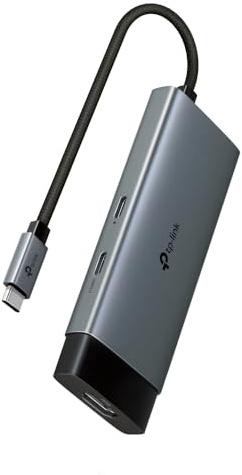 TP-Link Hub USB Type-C 5-in-1 (UH5020C) - HDMI 4K 60Hz, ricarica PD 100W, USB-C da 5 Gbps e 2 porte USB-A, Plug & Play, lega di alluminio, cavo intrecciato, compatibile con Windows, macOS, iPadOS