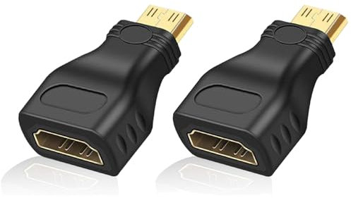 Female to Male Gold Plated Mini HDMI Adapter 2 pcs, Mini HDMI Adapter, Connector Male To Female, Compatible with Camera, Camcorder, Dslr, Tablet, Video Card