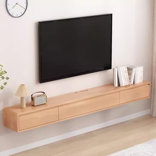 Easnuroz Meuble TV Flottant 120-240cm Meuble Tv Suspendu Avec Trou for Câble Meuble Tv Flottant Mural Console TV Avec Étagère Flottante Et Tiroirs for Le Salon, La Salle À Manger, La Chambre À Coucher