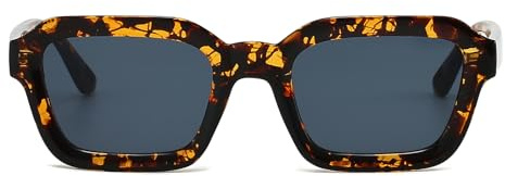 YAMEIZE Retro Eckig Sonnenbrille Herren Damen Vintage Quadratisch Sonnenbrille Sechseck 90er UV400
