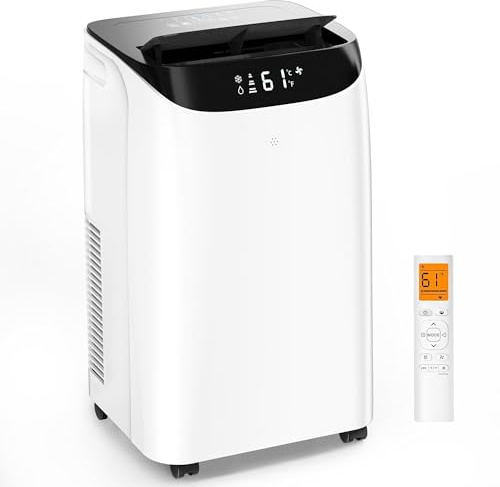 14000 BTU Portable Air Conditioners, Cools Up to 700 Sq.Ft, Free standing AC Unit, Cooling, Dehumidifier, Fan, Sleep Mode, Remote Control & Installation Kit, White