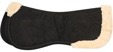 Imperial Riding Sattelunterlage IRH Suede Fur, stoßdämpfendes Half Pad mit Kunstfellrand, Schwarz, Full