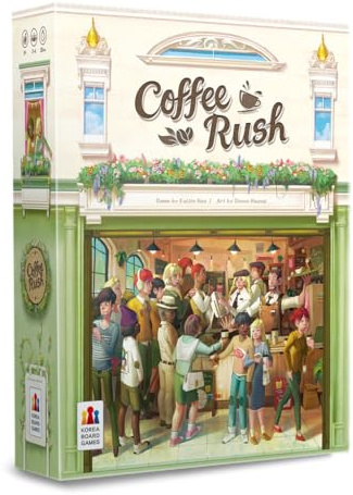 Korea Board Games |Coffee Rush|Brettspiel|Ab 8 Jahren|Anzahl der Spieler: 2-4|Spielzeit: 30 Minuten|Deutsch