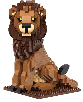alltogetho Micro Bausteine Löwe Set - 1020+ Teile 3D Tierpuzzle - Stressabbau DIY Spielzeug für Erwachsene & Teens - Achtsames Basteln & ästhetische Bürotischdekoration - Majestätisches Wildtier Kit