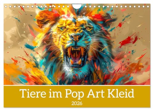 Tiere im Pop Art Kleid (Wandkalender 2026 DIN A4 quer), CALVENDO Monatskalender: Originelle faszinierende Tiere (CALVENDO Tiere)