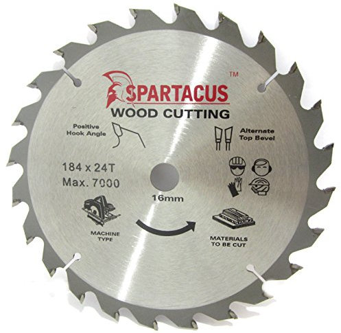 Spartacus 184mm Diameter x 24 Teeth x 16 Bore Wood Cutting Circular Saw Blade Fits Dewalt DW62 D23620 DWE560