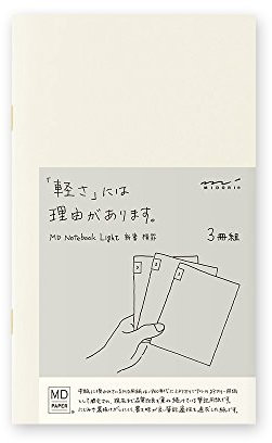 Designphil Midori 15210006 Notizbuch, MD-Notizbuch, leicht, neues Buch, horizontales Lineal, 3 Hefte