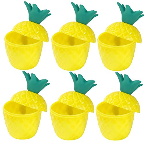 6 x Pineapple Cups with Paper Straws – Reusable Plastic 12oz Hawaiian Party Cup Tableware for Tropical Luau, Tiki, Hula & Beach Themed Parties – Perfect for Cocktails & Exotic Drinks
