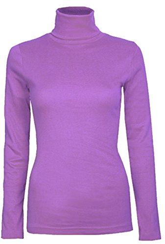 MiSketch® Womens Roll Necks Ladies Polo Neck Tops Plain Winter Ski Quality Stretch (Lilac, ML(UK 12-14 EU 40-42))