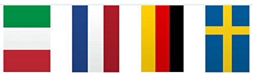 Feston avec des Drapeaux de Pays - 10 m | Guirlande Europe | Déco Europe | chaîne de Banderole Europe