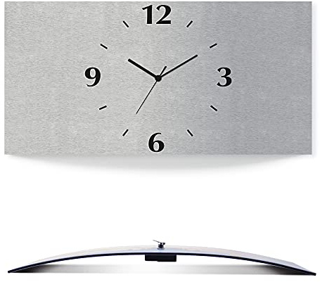ARTLAND Wanddeko Wanduhr ohne Tickgeräusche Alu Funkuhr 60x30 cm Eckig Lautlos 3D Design Schlichtes Design Modern S7KZ