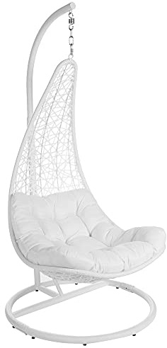 LOLAhome Silla jardín Colgante Acero Blanco, diseño Dido, 191x103x103 cm