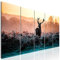 decomonkey Bilder Hirsch Winter 200x80 cm 5 Teilig Leinwandbilder Bild auf Leinwand Wandbild Kunstdruck Wanddeko Wand Wohnzimmer Wanddekoration Deko Sonne Tiere Natur Landschaft