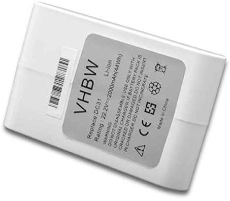 vhbw Akku kompatibel mit Dyson DC43, DC35 Multi Floor, DC45, DC43h Animal Pro Staubsauger Home Cleaner Heimroboter - Typ B (2000mAh, 22,2V, weiß)