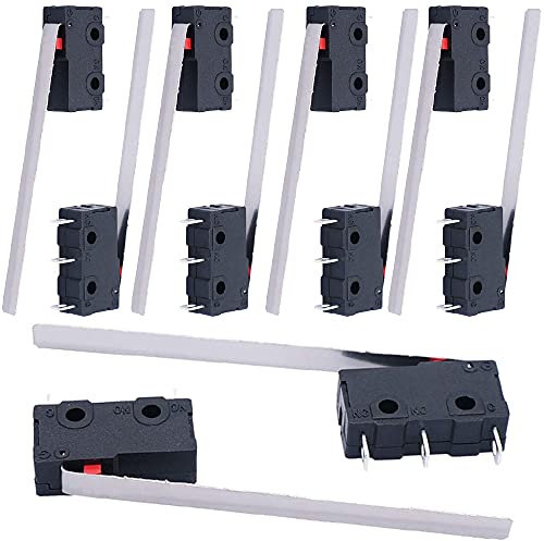 Taiss 10 pezzi Micro Interruttore Finecorsa 1NO 1NC Mini interruttore a Leva Lunga SPDT 3Pin Momentaneo Micro Interruttore a Levetta 5A 250VAC per KW11-3Z-04