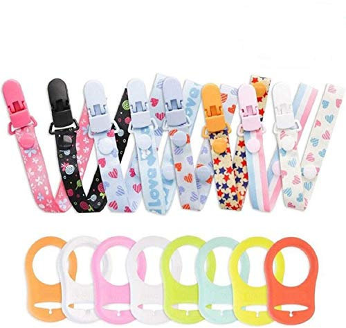 16pcs Chupetes de Clip Bebé con Anillo de Silicona Adaptador, annhao Cadenas para Chupetes Chupetero Bebé Clips con Adorable Diseño, Unisex Dseño para Chicos y Chicas
