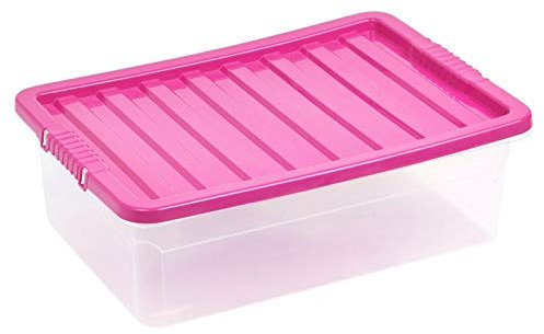 URBNLIVING 32 Liter Underbed Storage Box & Lid Pink x4