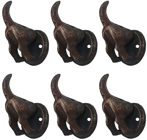 Lulu Decor, 100% Cast Iron Dog Tail Heavy Duty Hooks, Key Holder, Coat Decorative Hooks for Dog Lovers - Wall Mount Leash Holder for Wall Storage - Stylish (6 pcs)