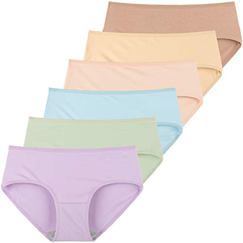 INNERSY Unterwäsche Frauen Atmungsaktive Baumwolle Bikinis Taillenslips 6er Pack (M/40 EU, Vorfrühling)