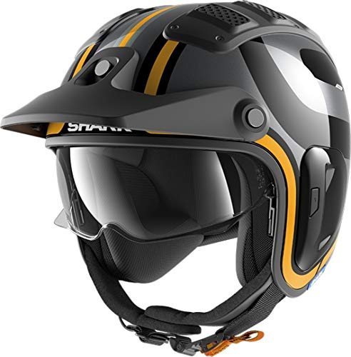 SHARK Herren NC Motorrad Helm, Schwarz/Orange, M