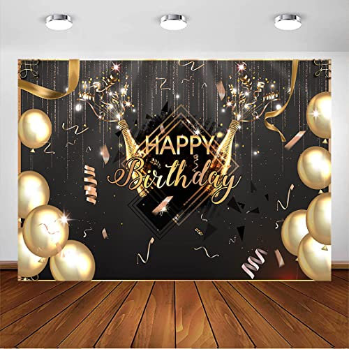 Mehofoto Joyeux Anniversaire Toile de Fond 7x5ft Champagne Ballons Décorations de Fête d'anniversaire 30e 40e 50e 60e Anniversaire Photographie Toile de Fond