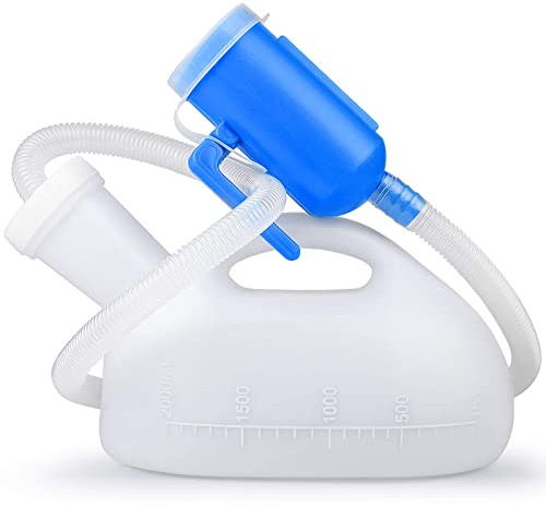 Urinals for Men, 2000ml Urine Bottle for Men, Male Portable Pee Bottle, Spill Proof Men's Potty Portable Urinal, 45.2 Long Tube with Lid for Camping Car Travel Bed Emergency Urination Device