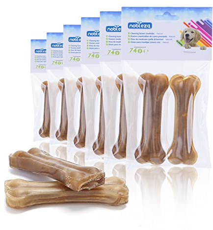 Nobleza - Hunde Kauknochen 10CM x 12 Stück, 100% natürliche rinderhautknochen und hundeknochen für kleine Hunde, Dog Bones proteinreiche