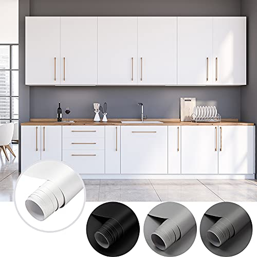 Cahomo 2 Rolle PVC Selbstklebende Klebefolie, 61 * 550cm Matt Weiße verdickte Küchenschrank Aufkleber Möbelfolie Wasserdicht Dekofolie Tapete Vinylfolie für Möbel Schrank Tische Wände Folie Tapete