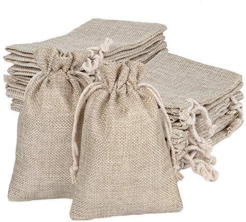 ABSOFINE 25 Stücke Jutesäckchen mit Kordelzug, Jute Beutel 10 x 15 cm Kleine Säcke Stoffbeutel zum Befüllen Leinen Säckchen für Adventskalender Schmuck Lavendelblüte Gastgeschenke und DIY Handwerk
