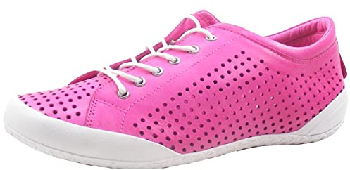 Andrea Conti Damen Schnürschuh Halbschuh Sommerschuh Leder perforiert 0345767, Größe:40 EU, Farbe:Pink