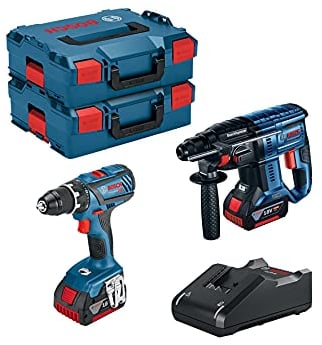 Bosch - Set da 18 V, trapano avvitatore a batteria GSR 18V-28 + martello perforatore GBH 18V-21 + 2 x GBA 4.0Ah + GAL 18V-40 + L-BOXX