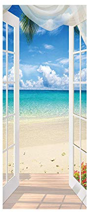 HADAIZI Türtapete selbstklebend Strand TürPoster 3D Bewirken Fototapete Türfolie Poster Tapete Abnehmbar Wandtapete für Wohnzimmer Küche Schlafzimmer 70X200CM